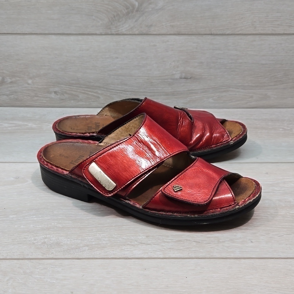 Finn Comfort Women Leather Red Sandals shoes sz UK 6 US 8